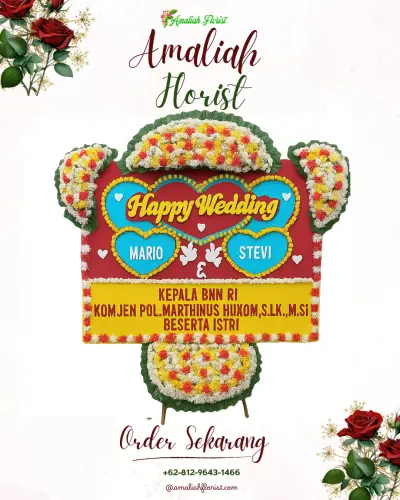 Karangan Papan Bunga Pernikahan di Sekartaji
